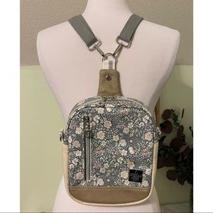 Dusty Blue Wildwood Floral Convertible Backpack Sling